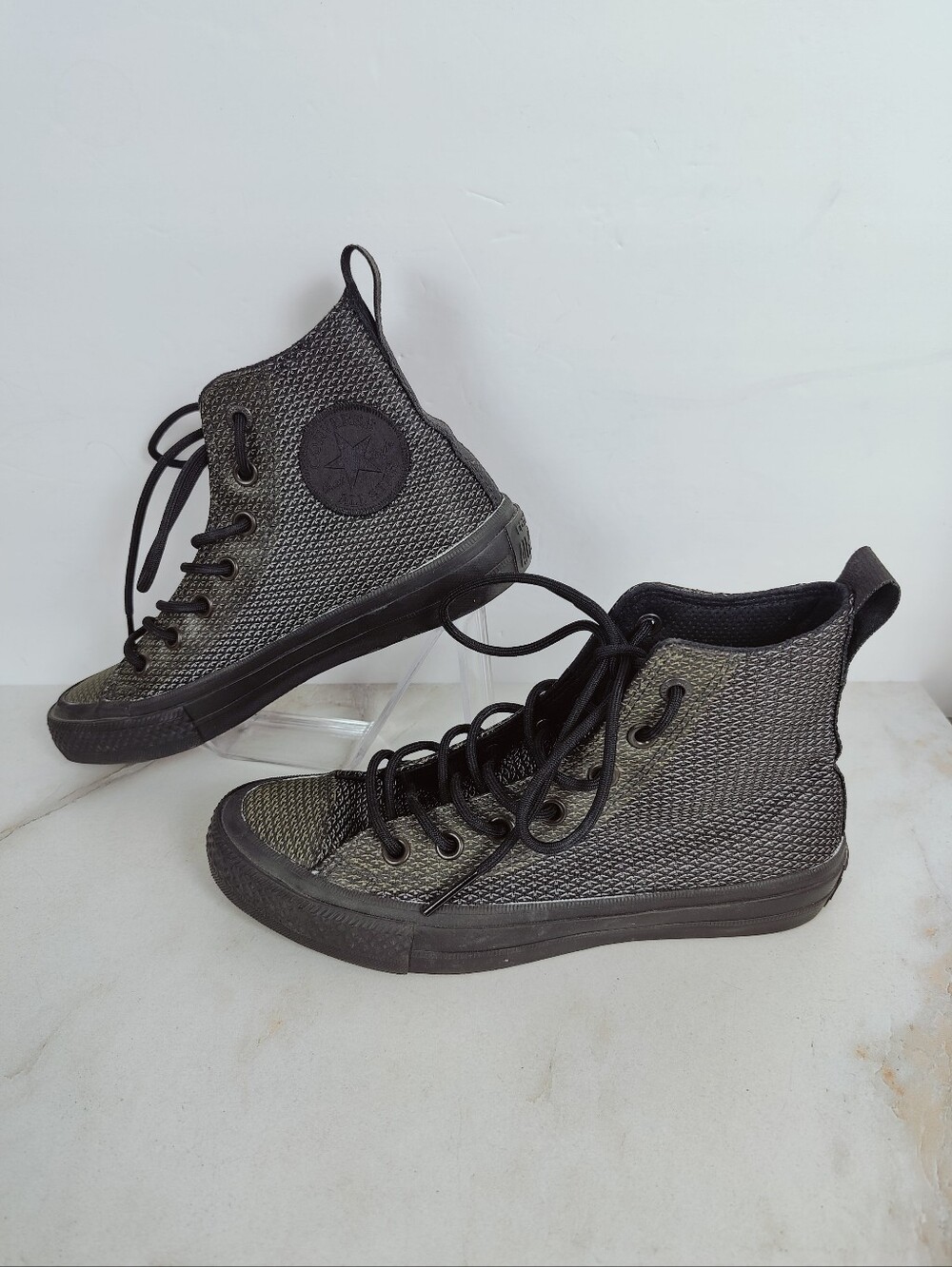 Converse CT All Star High Lunarlon Black White Textured Sneakers, 5(M) 7(W) - Picture 2 of 9